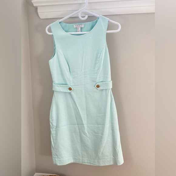 Pastel Tweed sheath dress with gold button detail size M - Picture 3 of 8